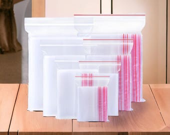 50 Pcs Crystal Clear Zip Lock Bags: Self-Sealing Poly Bags