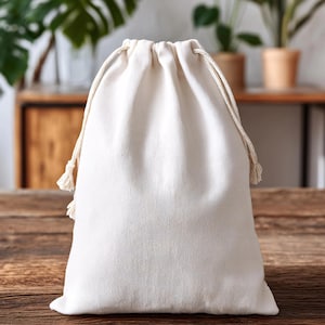 Sacs réutilisables en mousseline de coton 100 % coton biologique à double cordon de serrage