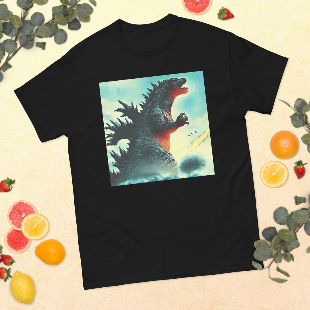 T Shirt Uomo Stampa T-Shirt Godzilla Nave Arte Giapponese - Cotone Nero  Uomo T-shirt Design Nave, image size:1080x1080