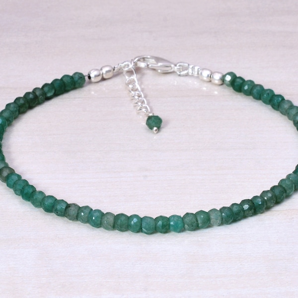 Bracelet en jade vert Bracelet pour femme Bracelet vert en or rose Bracelet de pierres précieuses cadeau pour elle Bracelet bohème Bracelet de perles d'amitié
