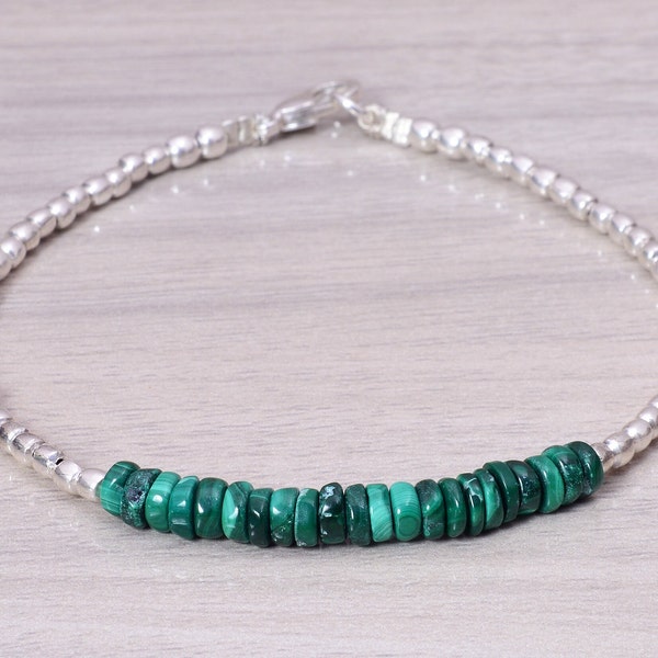 Genuine Malachite Bracelet, Beaded Adjustable Gemstone Bracelet, Crystal Stone Bracelet, Protection Healing Bracelet, Chakra Jewelry