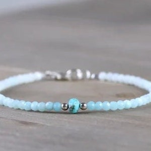 Turquoise Moonstone & Aquamarine Bracelet Delicate Ombre