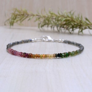 Labradorit & Turmalin Armband, Zierliche Perlenschmuck