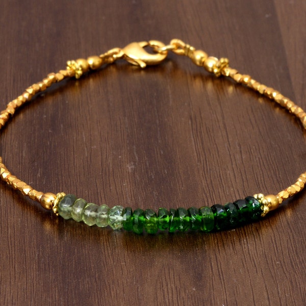 Bracelet empilable de perles à facettes en tourmaline verte naturelle pour homme ou femme, mala de poignet pour la guérison, la méditation, le chakra, l'équilibre, cadeau.