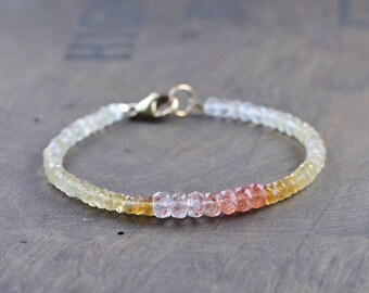 Shaded Sunstone & Citrine Bracelet in Sterling Silver, Yellow or Rose Gold