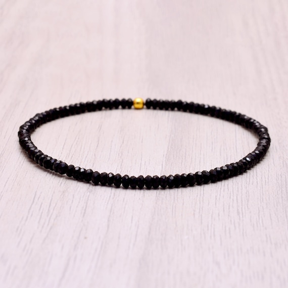 Elastic Bracelet of Tiny Faceted Gemstone Beads -  UK