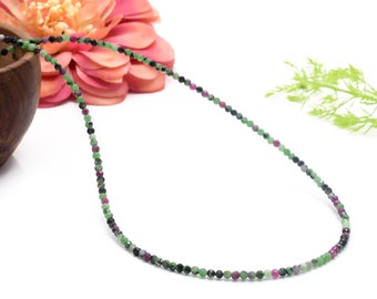 Delicata collana girocollo in zoisite rubino, delicato girocollo in cristallo curativo di zoisite rubino, collana girocollo minimalista in pietra naturale, regalo per donna