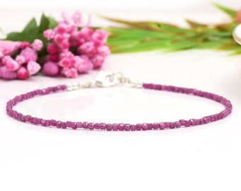 Delicate Ruby Tourmaline Minimalist Bracelet, Natural Ruby Tourmaline Stone Bracelet, Healing Crystal Dainty Bracelet Yoga Gift