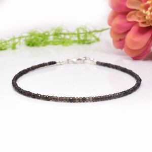 Delicate Smoky Quartz Minimalist Bracelet - Natural Stone Dainty Bracelet- Healing Crystal Yoga Bracelet -Spiritual Protection Gift