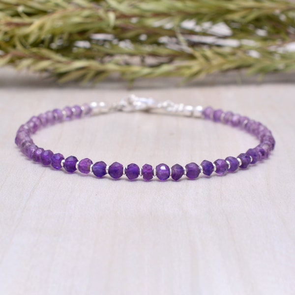 Shaded Amethyst Bracelet, Hill Tribe, February Birthstone, Amethyst Jewelry, Ombre, Gemstone Jewelry,