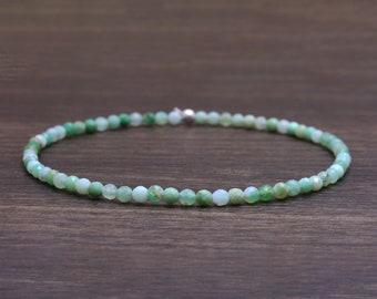 Chrysoprase Stretch Bracelet, Ultra Delicate Beaded Gemstone Jewelry