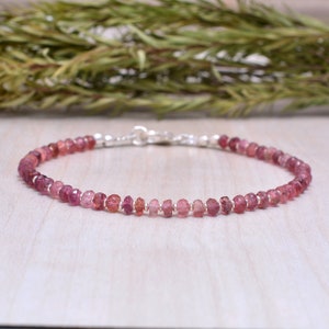 Pink Tourmaline Bracelet, Shaded Ombre Pink Tourmaline Jewelry, October Birthstone, Gemstone Jewelry, Gold Filled Or Sterling Silver