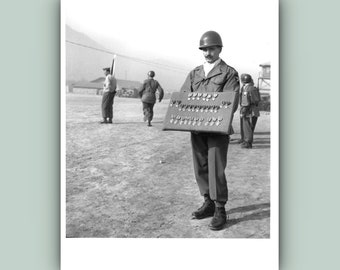 Military Man Showing Medals - Korean War - Archive- 8x10 RC Silver Gelatin Print