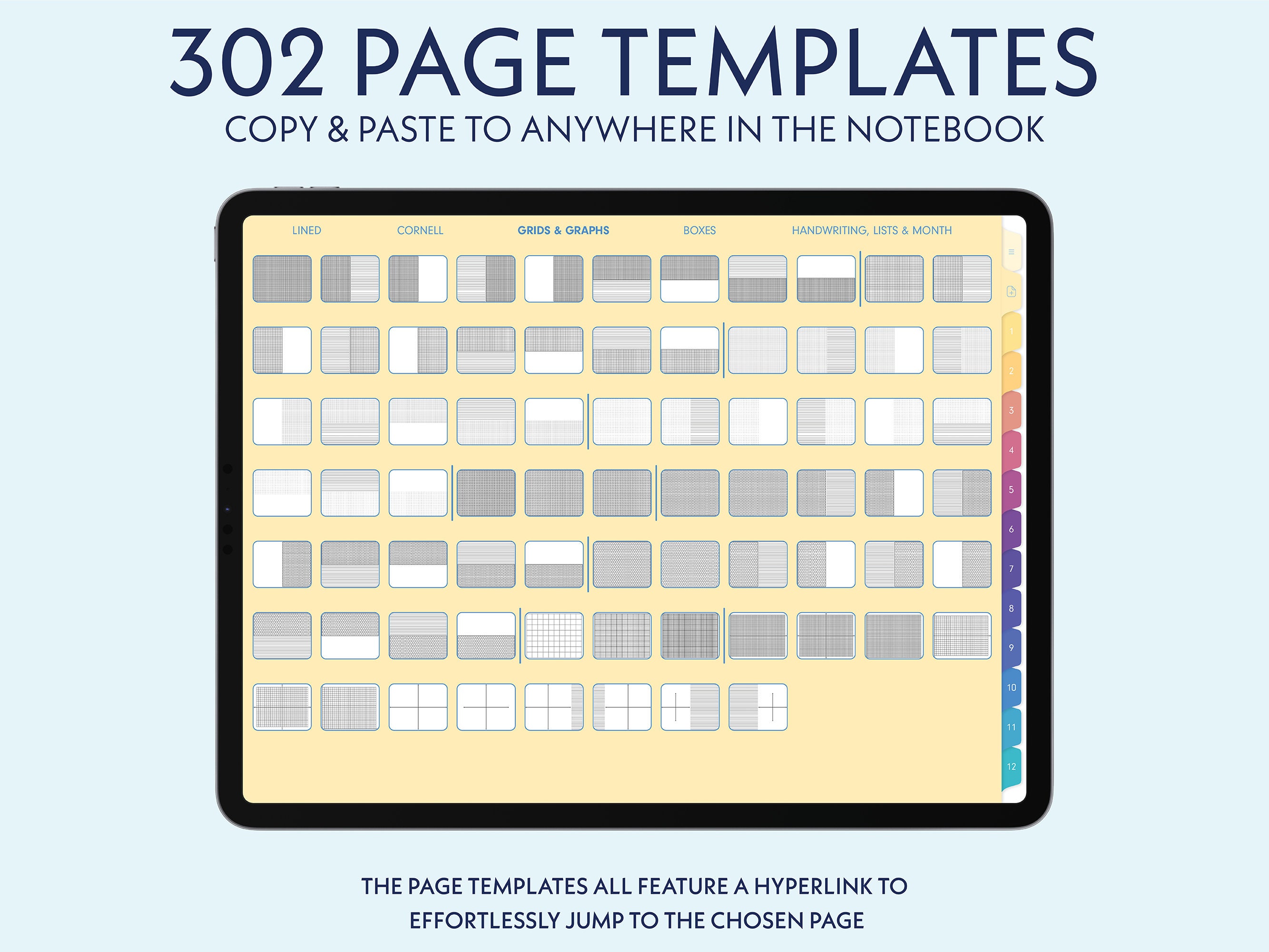 Digital Notebook With 12 Section Tabs, Goodnotes, Landscape, Student ...
