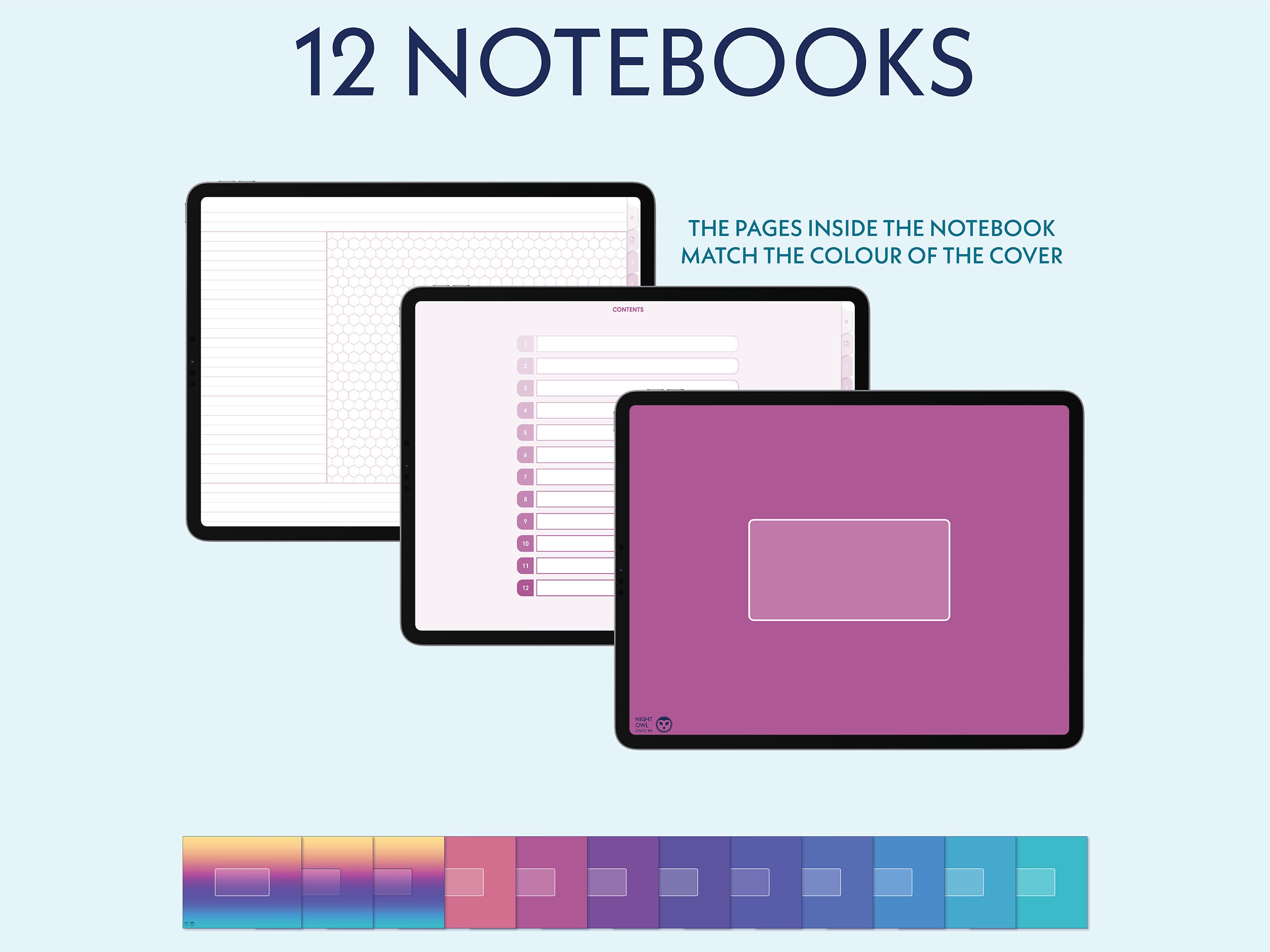 Digital Notebook With 12 Section Tabs, Goodnotes, Landscape, Student ...