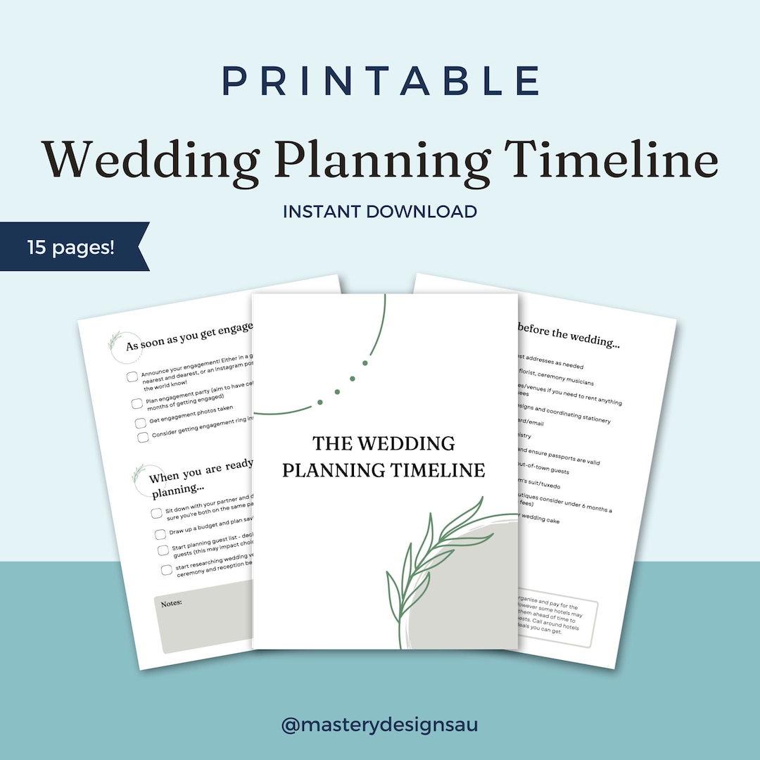 Wedding Planning Timeline Printable Wedding Planning Checklist Instant Wedding Planning Timeline Printable Wedding Planning Checklist Instant