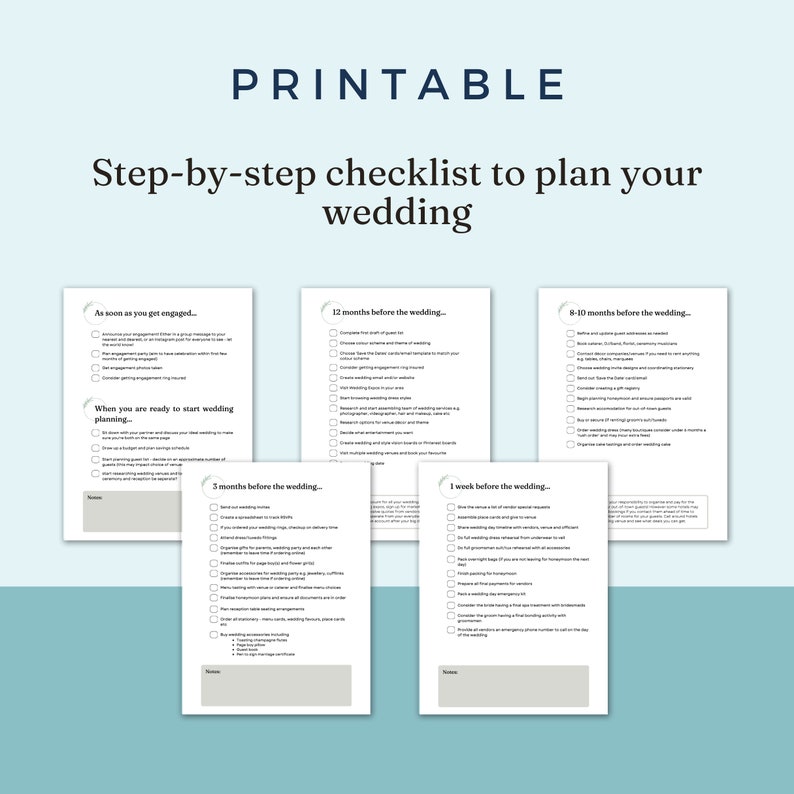 Wedding Planning Timeline Printable Wedding Planning Checklist - Etsy