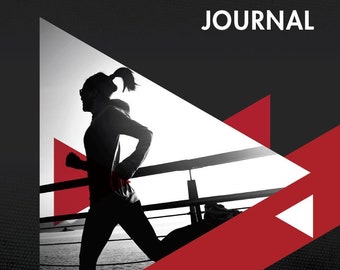 May include: A black and white image of a person running on a bridge. The image is set against a red and white background with the text "LEVEL UP ATHLETE" and "MIND-BODY JOURNAL" in white.
