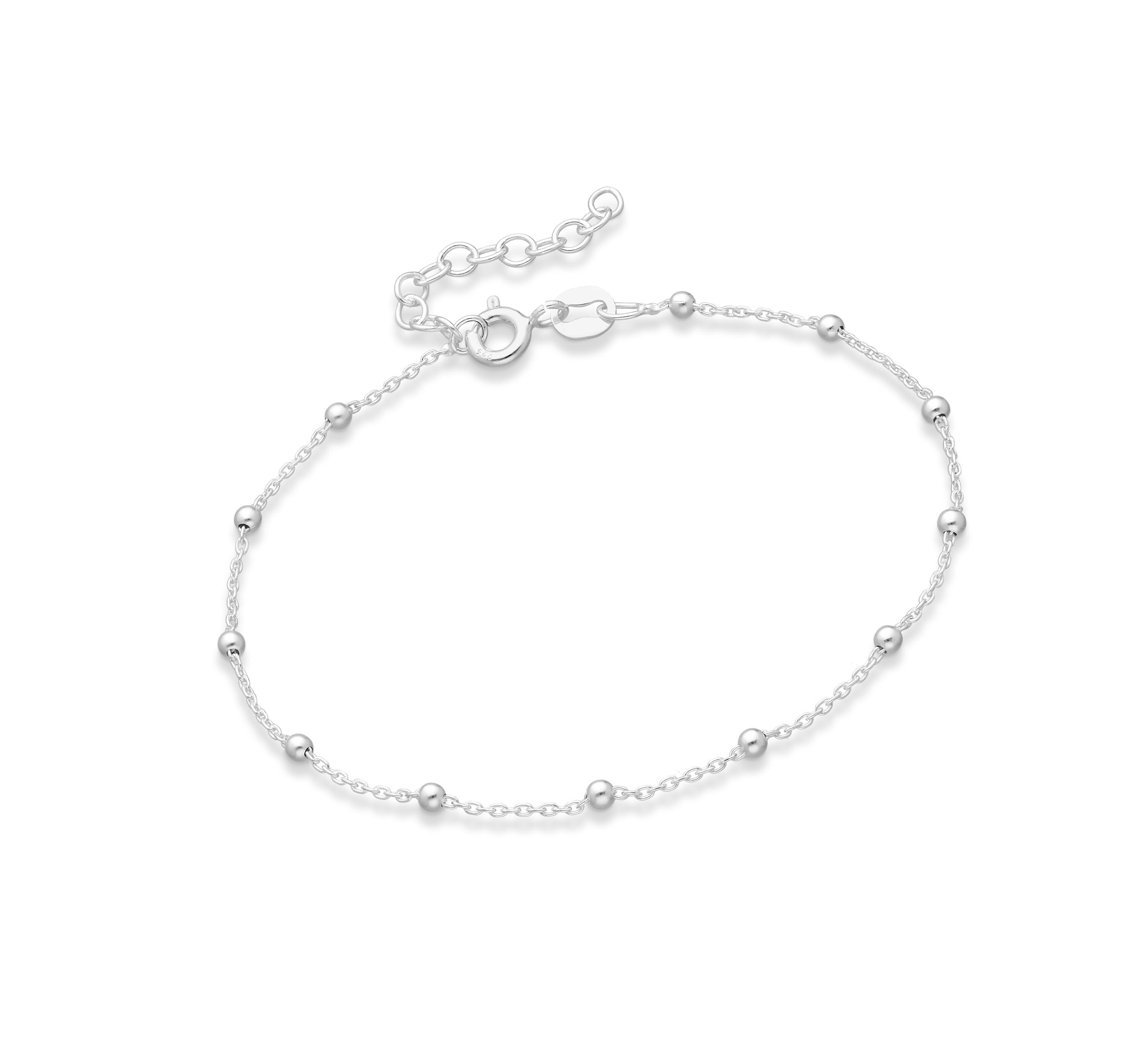 アクセサリー Silver Ball Claw Bracelet Amazon.com: CZ Bow Knot Ball Beaded Chain Bracelet for Women
