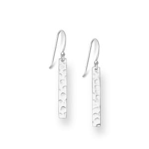 adoré 925 Sterling Silver Rectangle Hammered Bar Hook Earrings