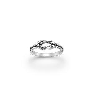 adoré 925 Sterling Silver Half Oxidized Rope Knot Ring