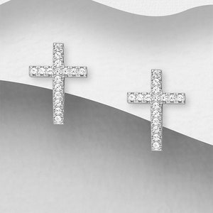 adoré 925 Sterling Silver Cross Push-Back Earrings