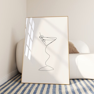 Martini Print Bar Art Print Minimalist Cocktail Poster Red Bar Cart Wall Art Bar Printable Art Drinks Wall Decor Digital Download 1 Print