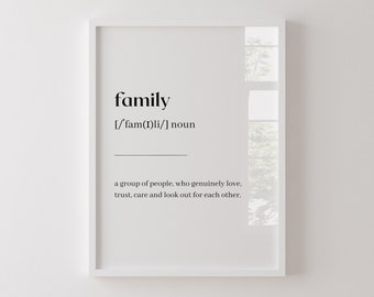 Family Definition Print, Home Decor Gift, Family Gift, Wall Art Print, Quote Print, Family Wall Decor, Family Digital Print, Family