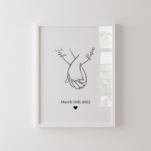 Custom Holding Hands Print, Couples Gift, Customised Couple Gift, Anniversary Gift, Valentines Day Gift, Digital Print