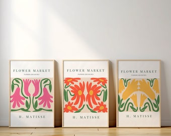 Flower Market Prints Set of 3: Botanical Floral Art (Digital Download)