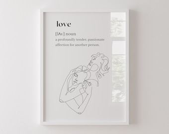 Love Definition Line Art Print: Couple Drawing (Digital Download)