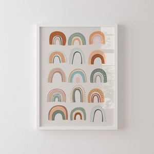 Boho Rainbow Digital Print, Rainbow Print, Neutral Wall Art, Boho Rainbow Art, Boho Decor, Bohemian Wall Print, Digital Download