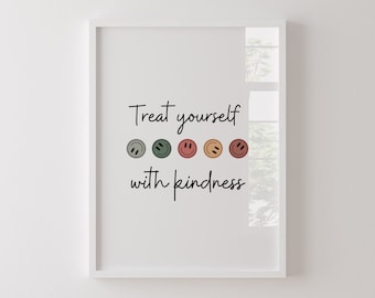 Kindness Quote Print: Smiley Face Positive Wall Art (Digital Download)