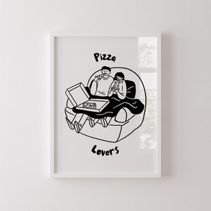 Pizza Lovers: Retro Food Print, Fun Kitchen Wall Art, Eclectic Wall Decor, Dining Room Posters, Cafe Pizza Prints
