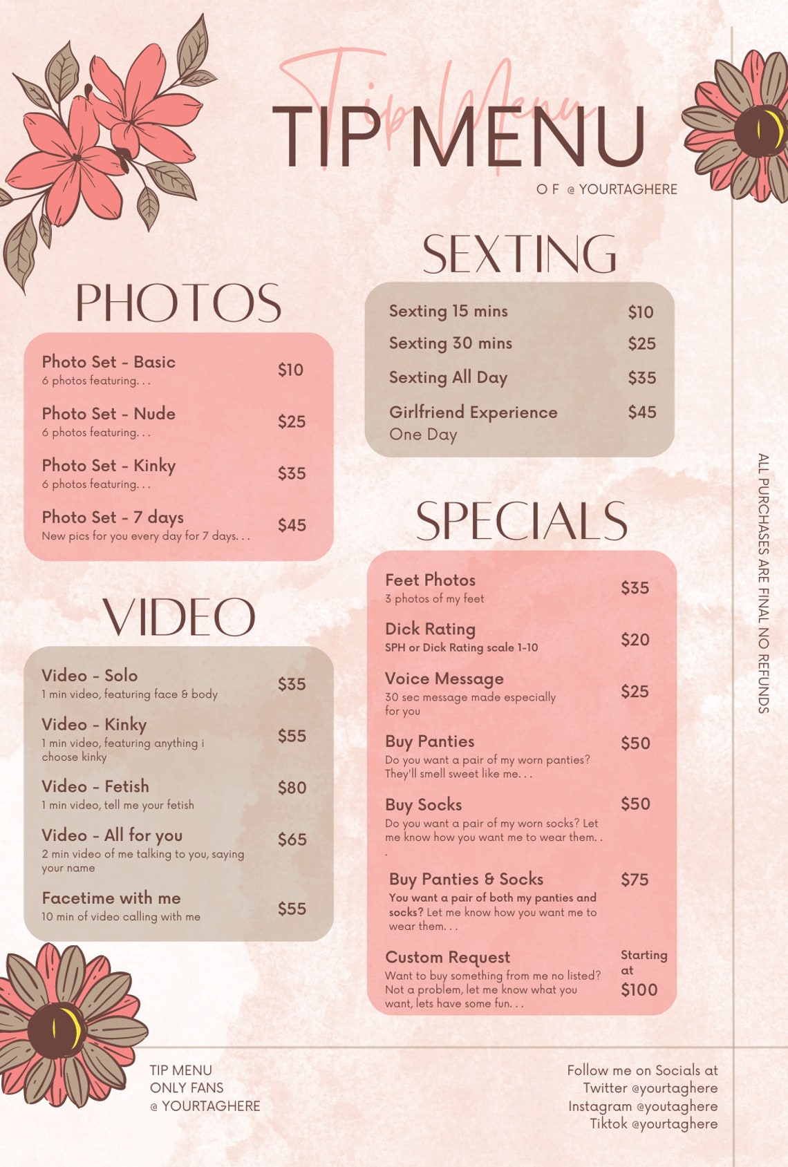 Editable Tip Menu, OF, Onlyfans Tip Menu, Fansly Tip Menu, Adults Tip ...