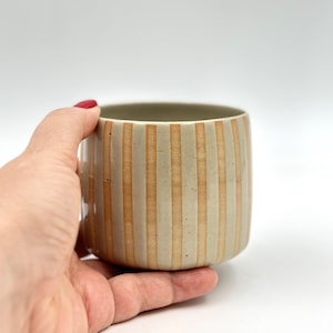 Stoneware Coffee Mug, Handmade Wine Cup, Ceramic Tea Cup, Hand painted Stripes, Wheel Thrown, Gift, Striped Modern Design
