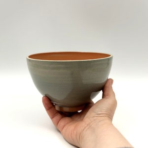 Stoneware Bowl, Handmade Ceramic Bowl, Wheel Thrown, Unique, Gift, Grey and Orange, Modern Rustic Pottery, Minimalist Bowl, Studio Pottery