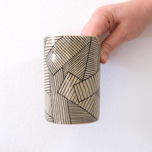 Ceramic Vase, Small Handmade Stoneware Vase, Gift, Hand painted Striped Geometric Modern Design, Flower Vase, Home Decoration, Mommy Vase