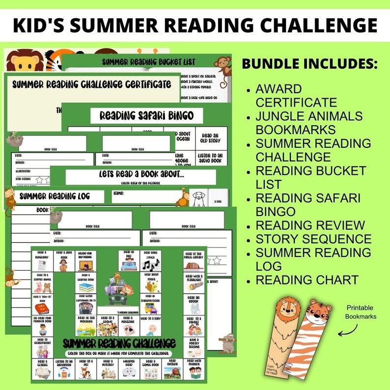 Summer Reading Challenge for Kids Reading Printable Activities Reading ...
