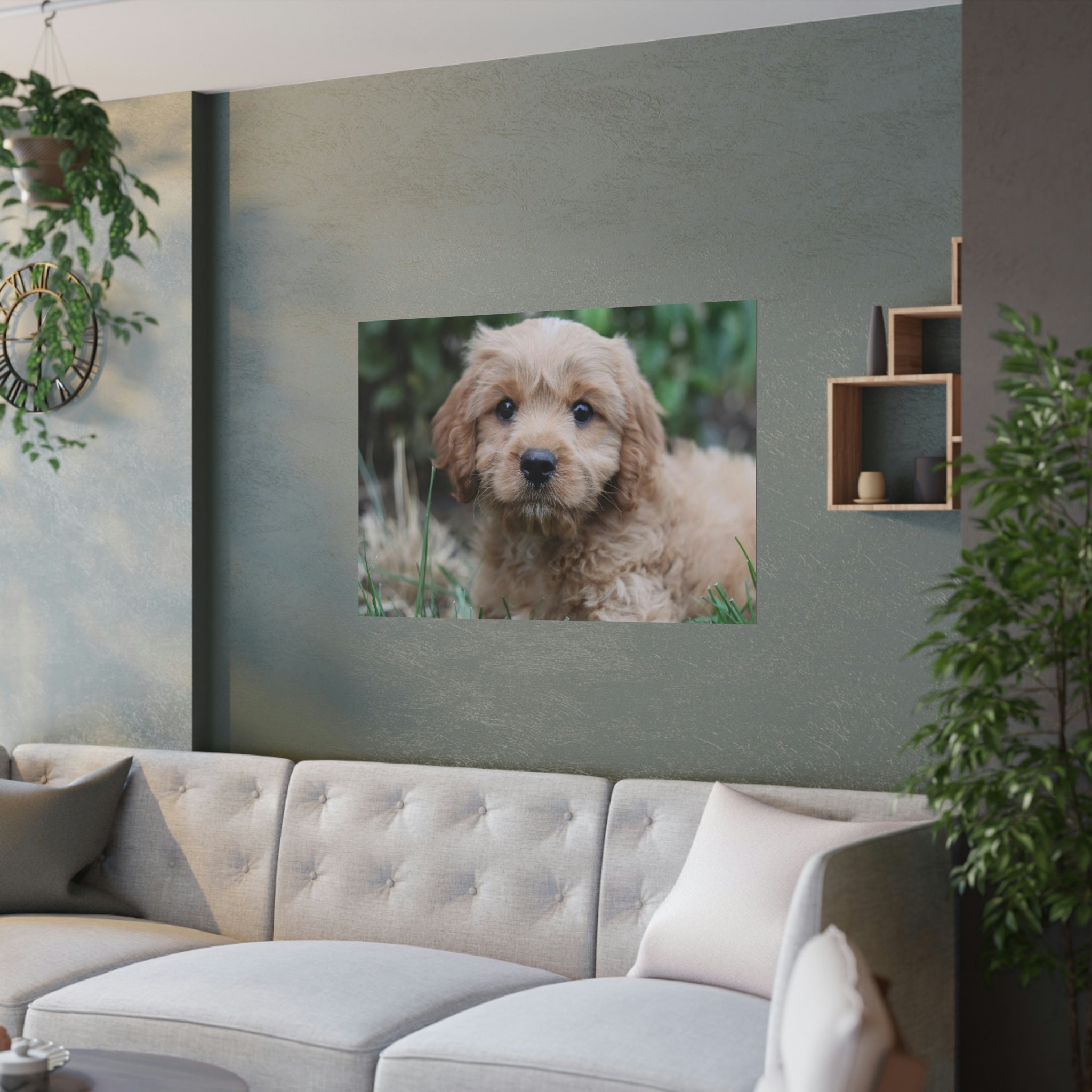 Brown Cavapoo Puppy, Cavapoo, Puppy, Wall Art, Art, Poster, Satin