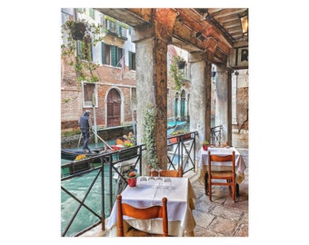 Venice Gondola Print: Italian Restaurant, Outdoor Dining (210gsm Satin Poster)