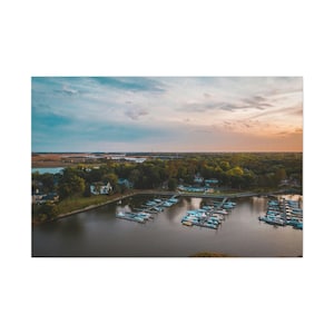 Boat Docks in Savannah Georgia, Boats, Savannah GA Print Matte Canvas, Stretched, 1.25&quot;