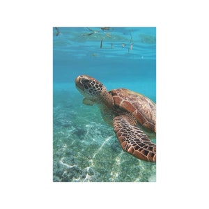 Sea Turtle Poster: Ocean Swimming Art Print