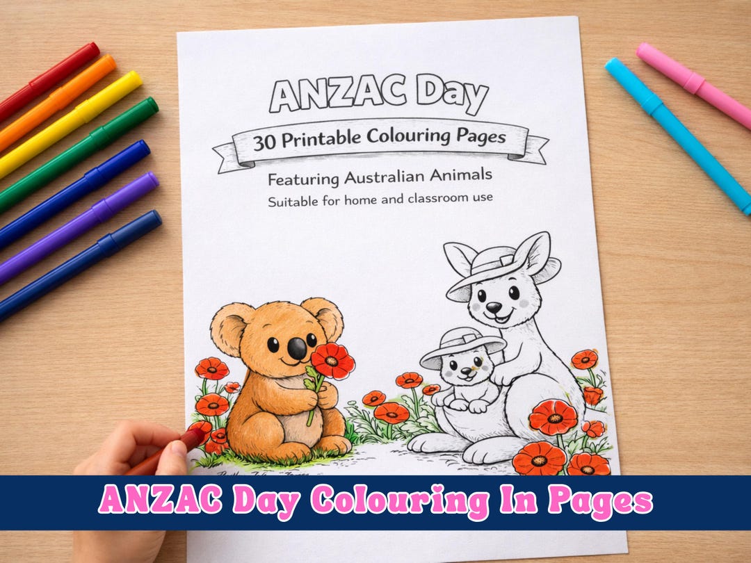 ANZAC Day Colouring Pages Printable for Kids | Australian Animals | 30 ...