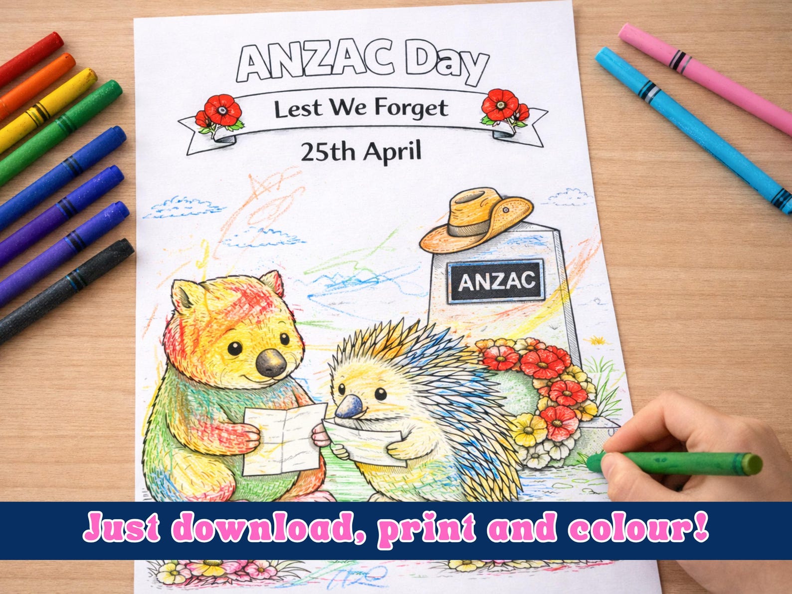 ANZAC Day Colouring Pages Printable for Kids | Australian Animals | 30 ...