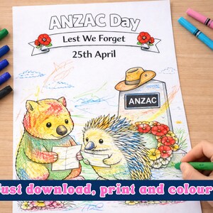 ANZAC Day Colouring Pages Printable for Kids | Australian Animals | 30 ...