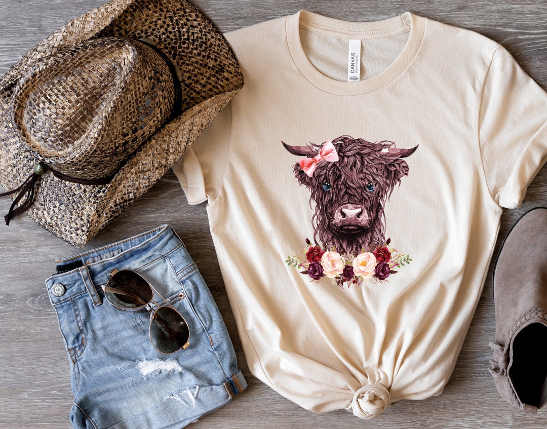 Highland Cow Shirt, Cow Sweatshirt, Heifer Shirt, Cow With Flowers ...