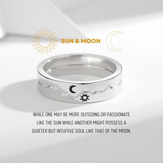 Sun Moon Rings 2pcs Couple Ring Friendship Ring Celestial