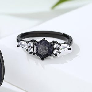 Hexagon Shaped Orion Nebula Ring for Women, Matching Couple Rings for Her, Hers Anniversary Rings,Promise ring for her