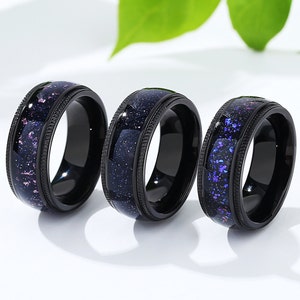 THREE KEYS JEWELRY Mens Charming Jewelry Tungsten Galaxy Blue Color Stones  Polished Wedding Carbide 8mm Ring Band for Men Engagement Silver Size 14  price in Saudi Arabia,  Saudi Arabia